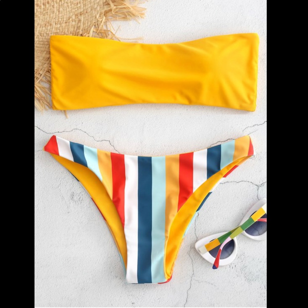 Yellow striped bikini